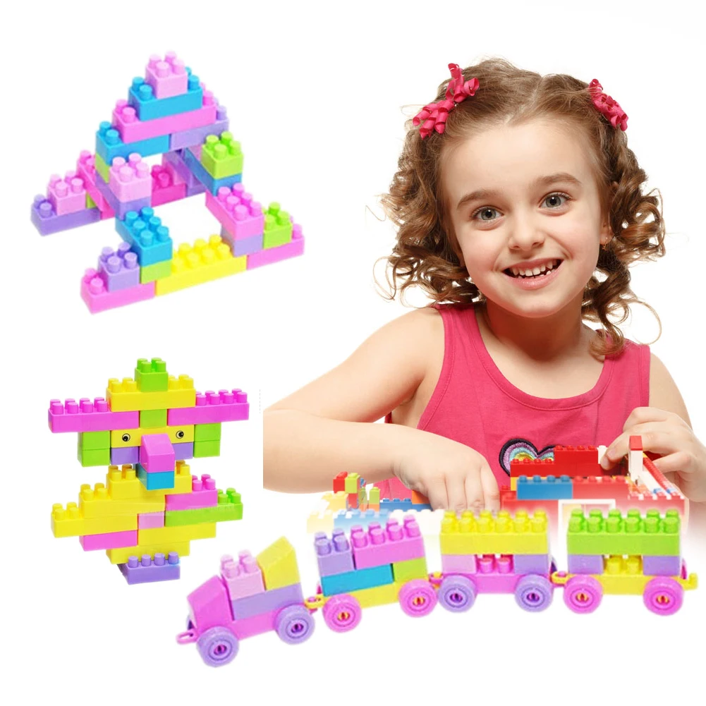 46 pçs conjunto de tijolos de construção de plástico colorido blocos de construção tijolos brinquedo criatividade crianças brinquedos para crianças meninos e meninas