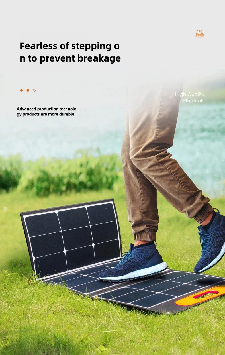 60W Portable Solar Panel Folding Bag Mobile Phone Tablet Camping Outdoor Mobile Power Charging Photovoltaic Panel