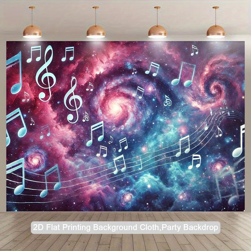 2D, 1 Stück, Musik und das Universum, fotografischer 2D-Hintergrundstoff aus Polyester, Party-2D-Hintergrund
