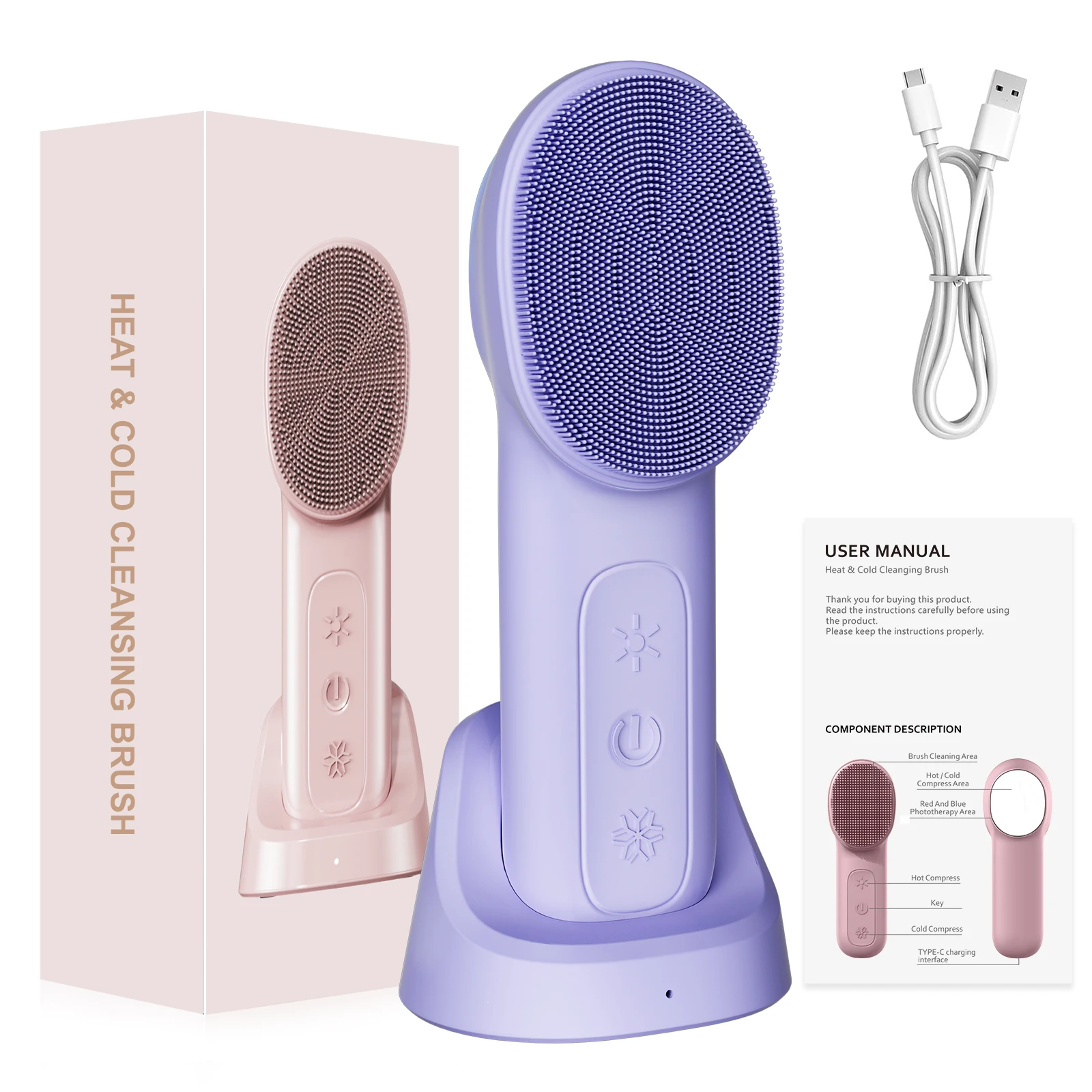 Dual Modes Electric Facial Cleansing Brush - Deep Pore Cleanser Face Massager Eye Care IPX Waterproof USB Rechargeable
