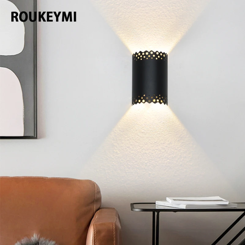 ROUKEYMI Indoor Up Down Wall Light Nordic Style Metal Art Decoration Hotel Home Bright Sconce Led Internal Bedroom garden lights