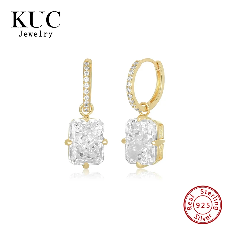 

Fine Jewelry 925 Silver 18k Gold Plated Luxury Classic Custom Zircon Huggie Hoop Drop Dangle Pendant Earrings