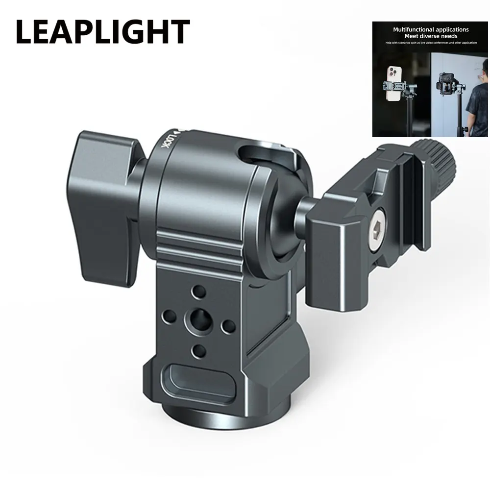 

LEAPLIGHT 360 Rotation Ball Head Clamp w 1/4" Hole Arca Mount Light Stand Mount Adapter for Cameras Phone/Laptop Holders Light
