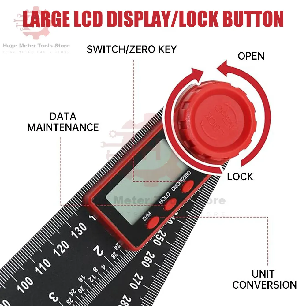 2-in-1 Digital Angle Finder Ruler Protractor Inclinometer Electron Goniometer Angle Length High Accuracy Measuring Tool