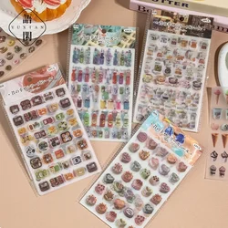 6pcs One Lot Vintage Snacks Fruits Shop Decorative Stickers for Scrapbooking Kawaii Journal Sticker Stationery