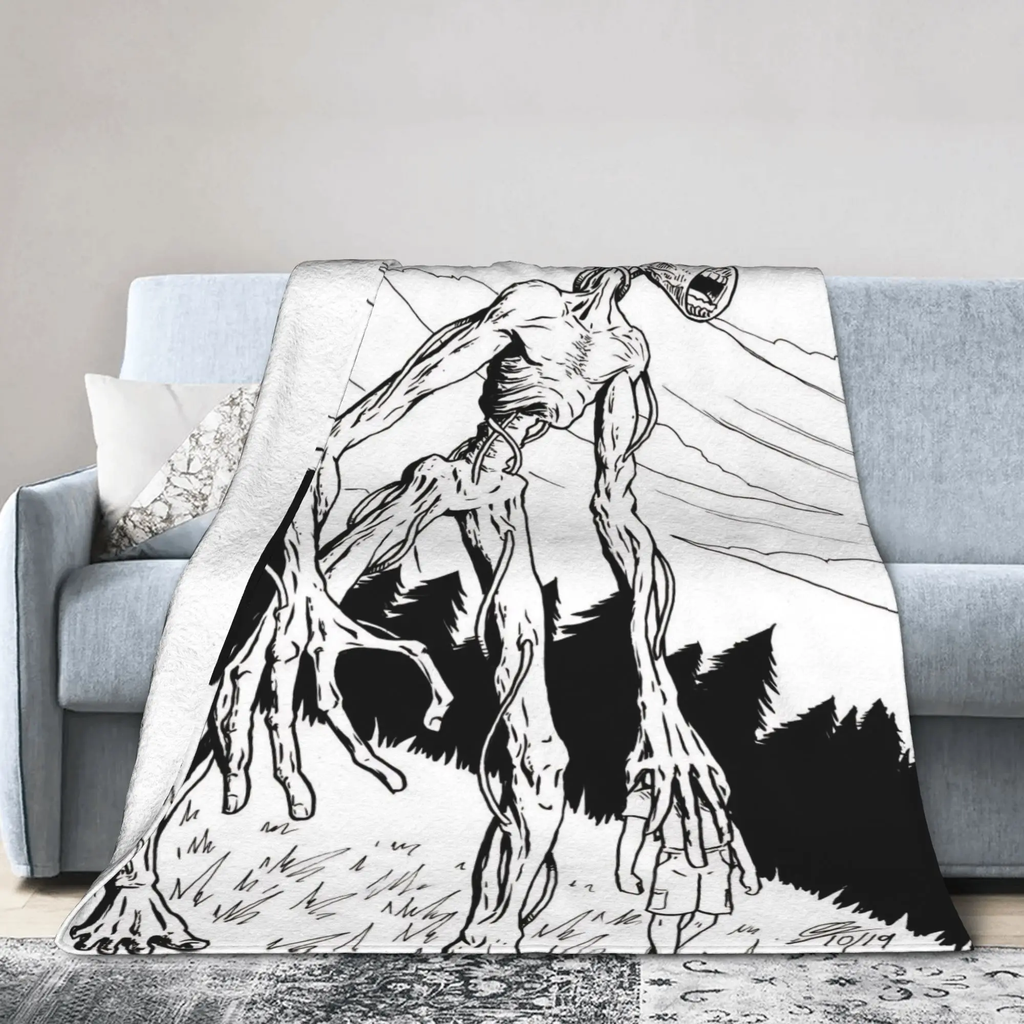 Siren Head Horror Plush Blankets  Novelty Throw Blanket for  Sofa Bedding Lounge 125*100cm Bedspread