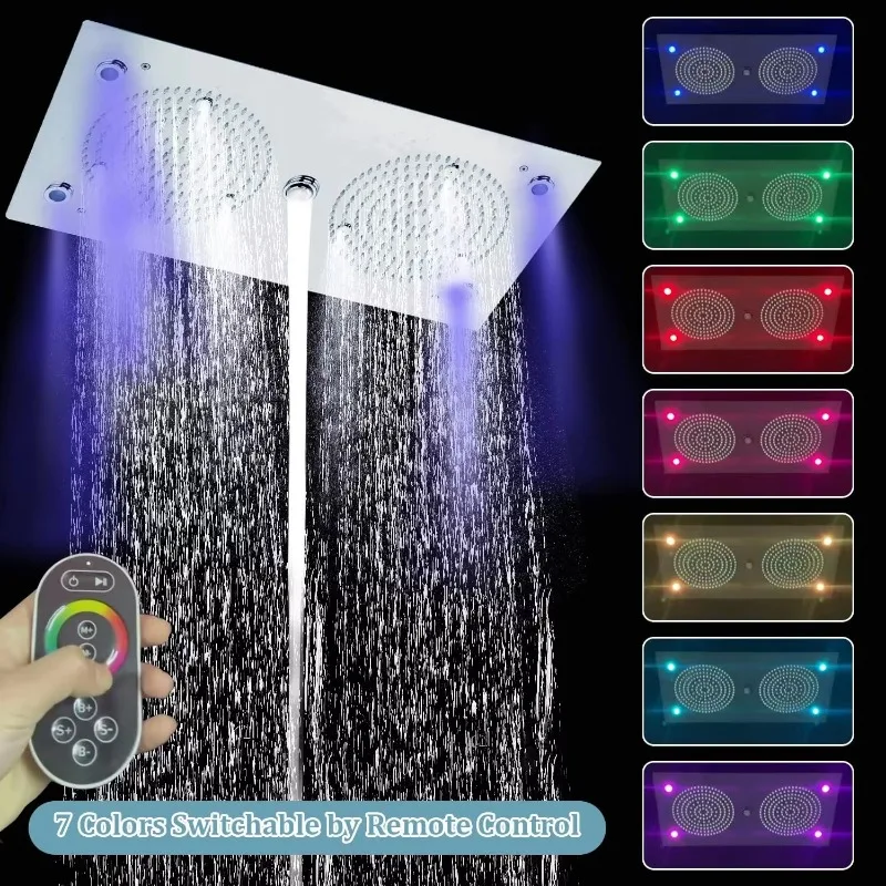 24.4x12.6 inch change function remote control led new shower head concealed Thermostatic ceiling rain Shower System set