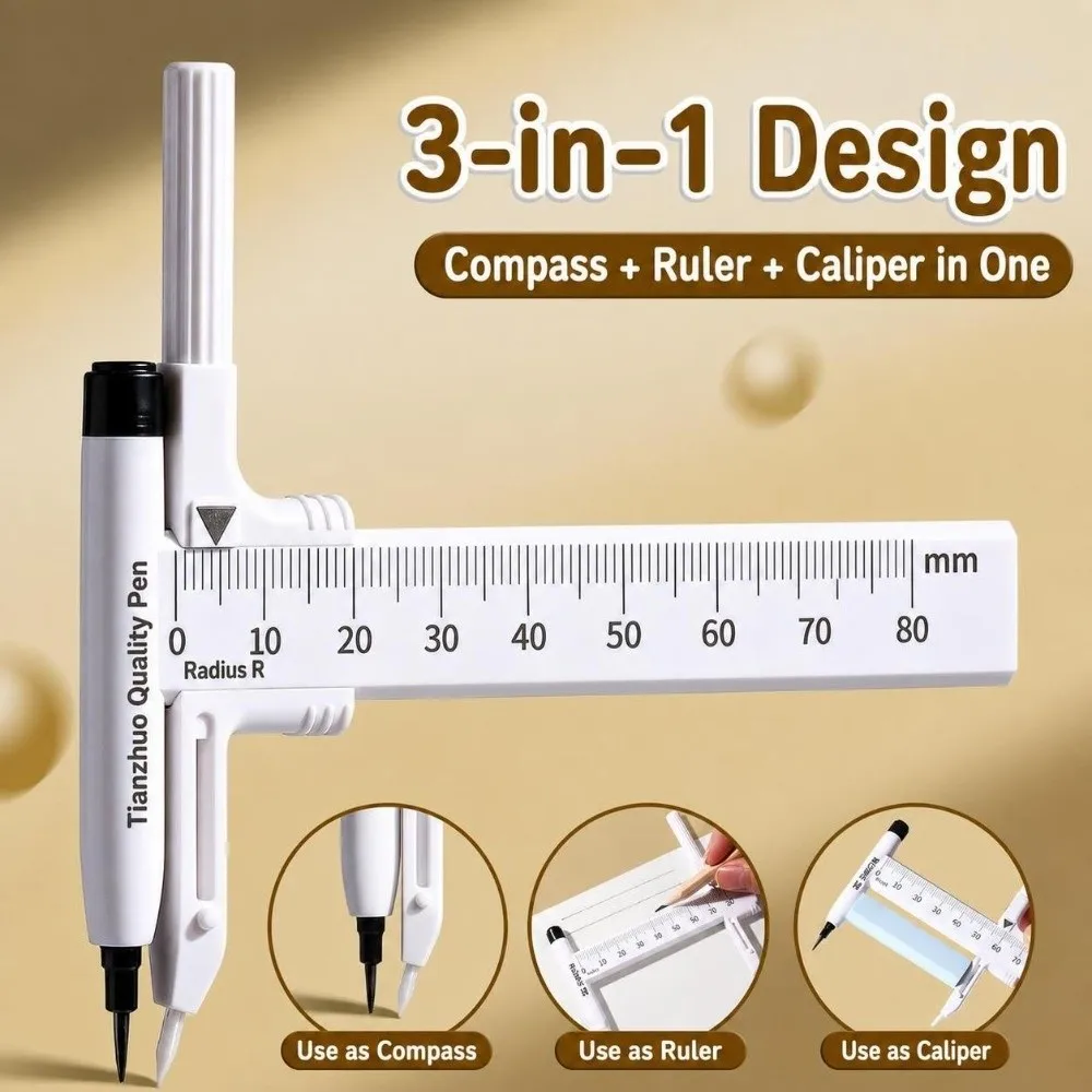 Digital Display Compass Lock-Distance Safe No Metal Drawing Compass with Replacement Pencil Leads Drawing Circles Tool
