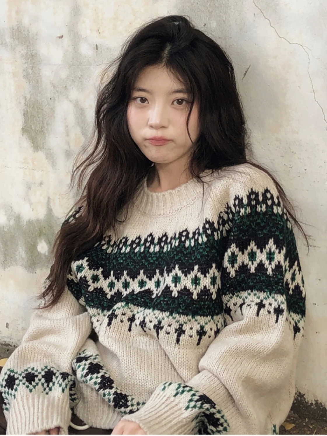 

Утепленный вязаный свитер-пальто для женщин, свободный крой, осенне-зимний, модный, для повседневной носки, с круглым вырезом, из смесового хлопка, на флисовой подкладке