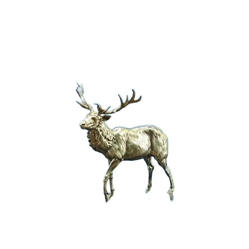 

Mini Brass Deer Figurine – Solid Forest Elk / Reindeer / White-Tailed Deer, Miniature Wildlife Desk Decor & Display Ornament