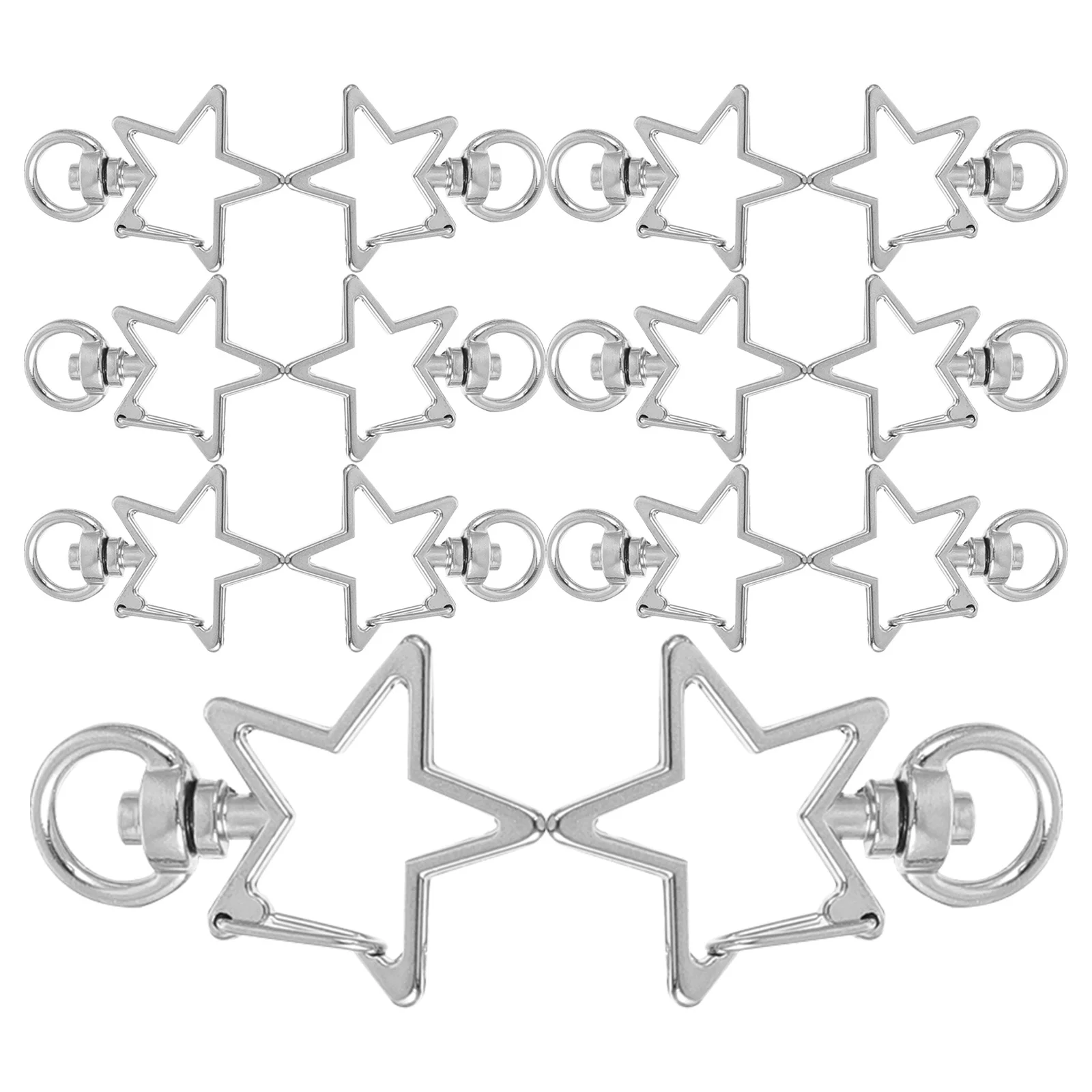 

40pcs Silver Metal Star Shape Keychains Snap Hook Swivel Lobster Clasp Durable Shiny Decorative Backpack Accessories
