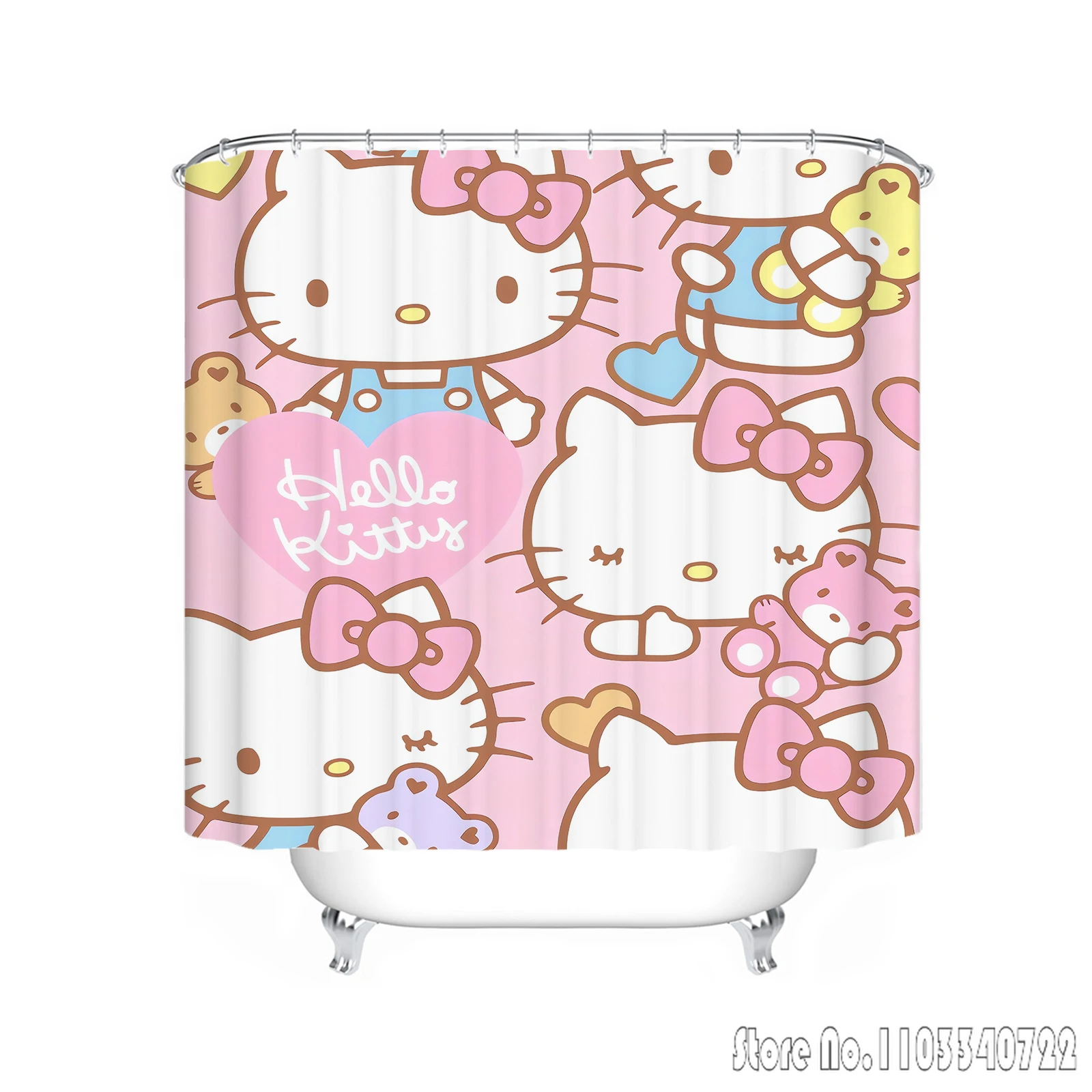 

Hello Kitty аниме мультфильм красочные занавески для душа 1 шт. водонепроницаемые занавески для ванной с крючками для декора ванной комнаты