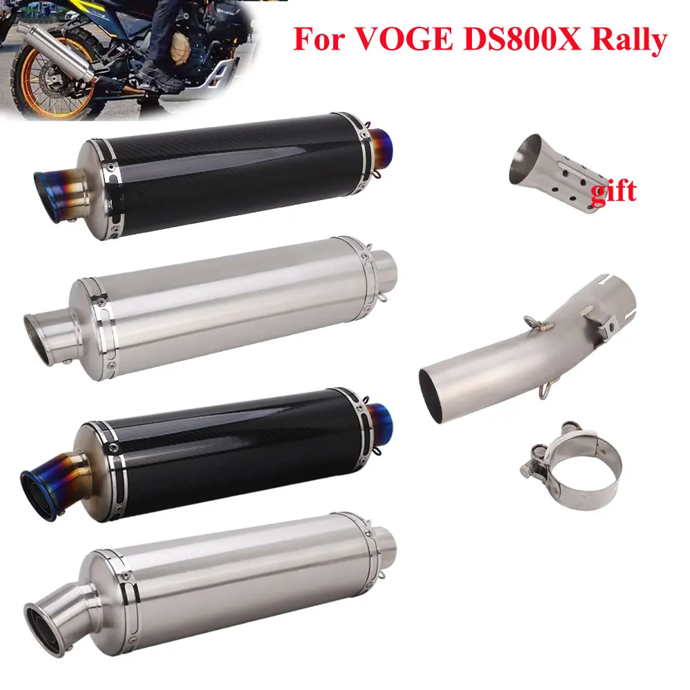 Auspuffanlage für VOGE DS800X Rally 2025-2026 Motorrad Auspuff Slip-On Mittelrohr DS800 Rally Auspuff Kohlefaserrohr