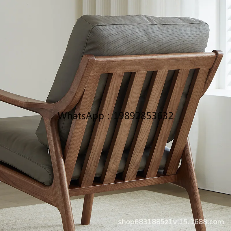 كرسي أريكة بمقعد واحد من الخشب الصلب الاسكندنافي YFY كرسي صالة شرفة لغرفة المعيشة البسيط الحديث #4