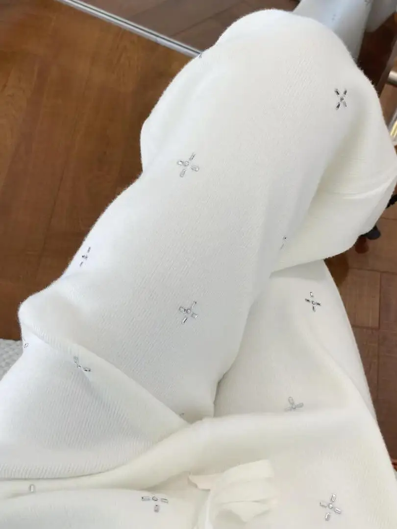 

Ele Heavy Embroidery Loose Fit High Waist Straight Leg Pants Women's plus Size Casual Faion Winter Season Thermal