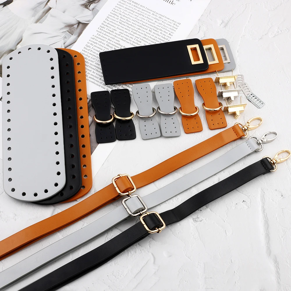 4pcs/Set PU Leather Shoulder Bag Bottom Strap Handbag Shoulder Strap Woven Bag Set For Diy Handmade Bag Backpack Accessories