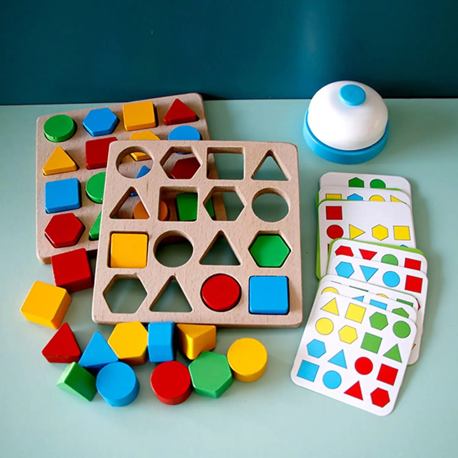 Shape Matching Game Color Sensory Educational Toy, Geometric Shape Quick Matching Board Game Montessori Learning Toys for Toddle