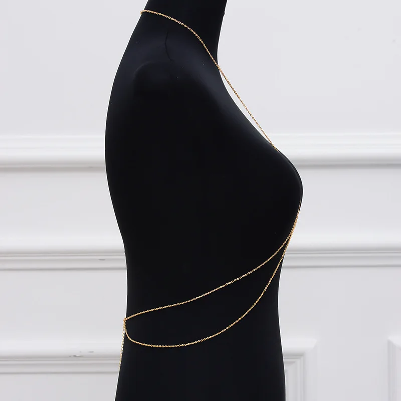 Double Layer Fashion Alloy Plated Body Chain for Women Premium Adjustable Lightweight Jewelry