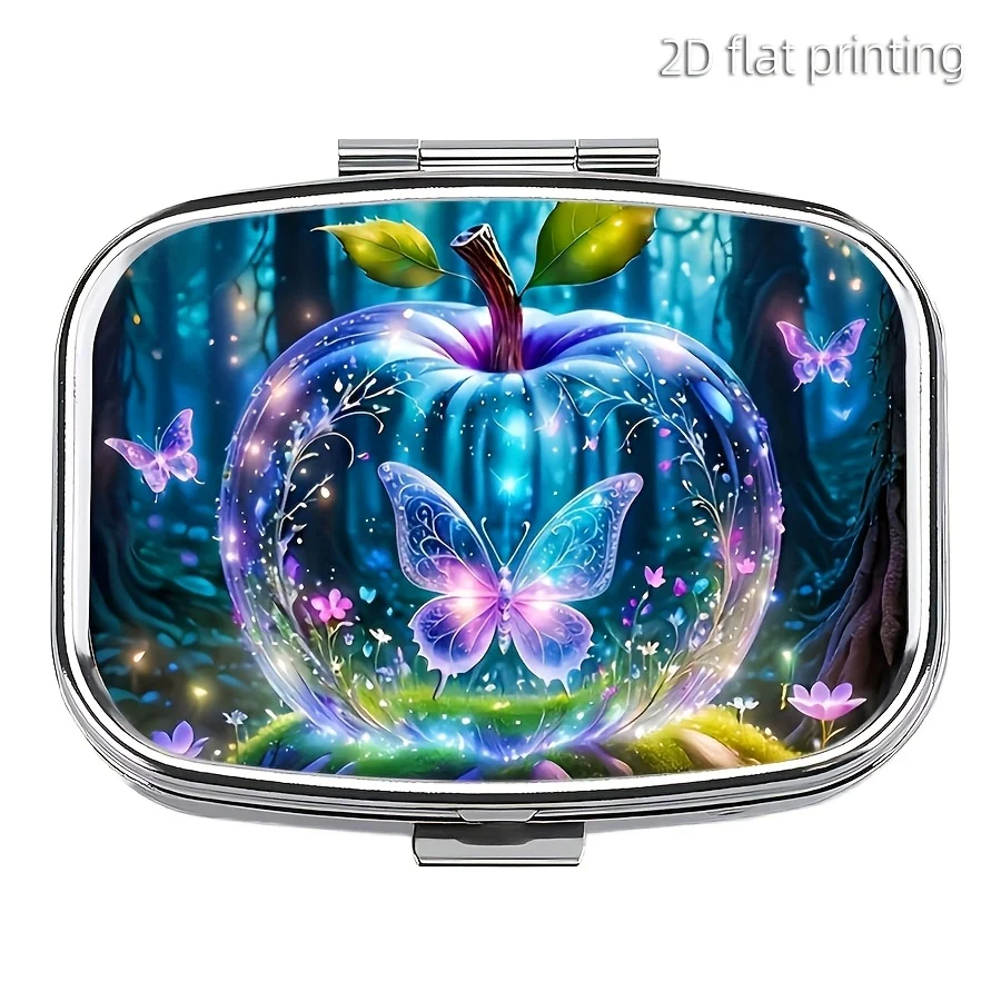 1 Mysterious Butterfly Pill Box, 2 Compartments, Portable Decorative Pill Case, Travel and Wallet-Sized Vitamin Organizer, Unique Gift Idea