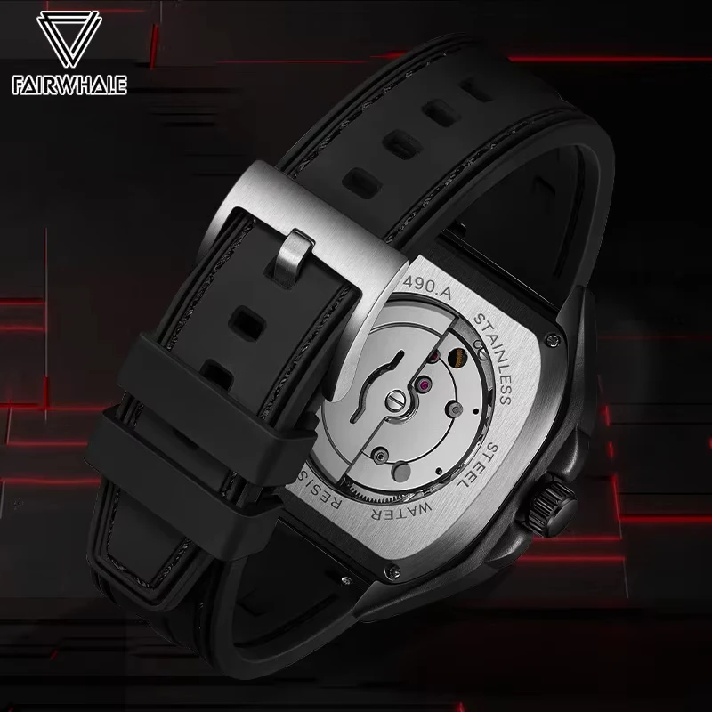Mark Fairwhale Fashion Automatic Tourbillon Watch for Men Sports Silicone Waterproof Luminous Clock Luxury Mechanical Wristwatch