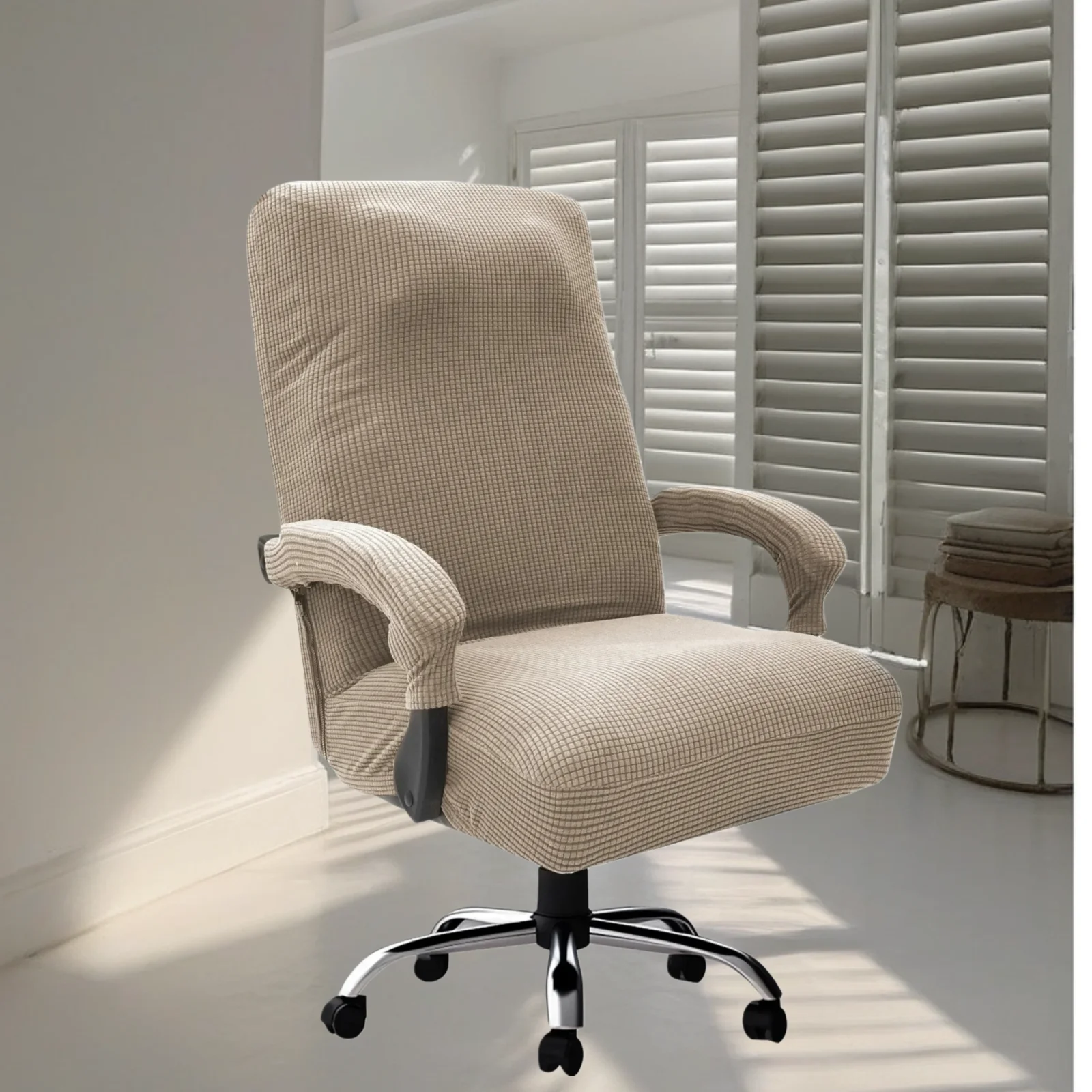 1SET Thicken Jacquard Office Boss Chair Cover Elastic Boss Rotating Computer Chair Seat Case Stretch Chair Covers with Armrest