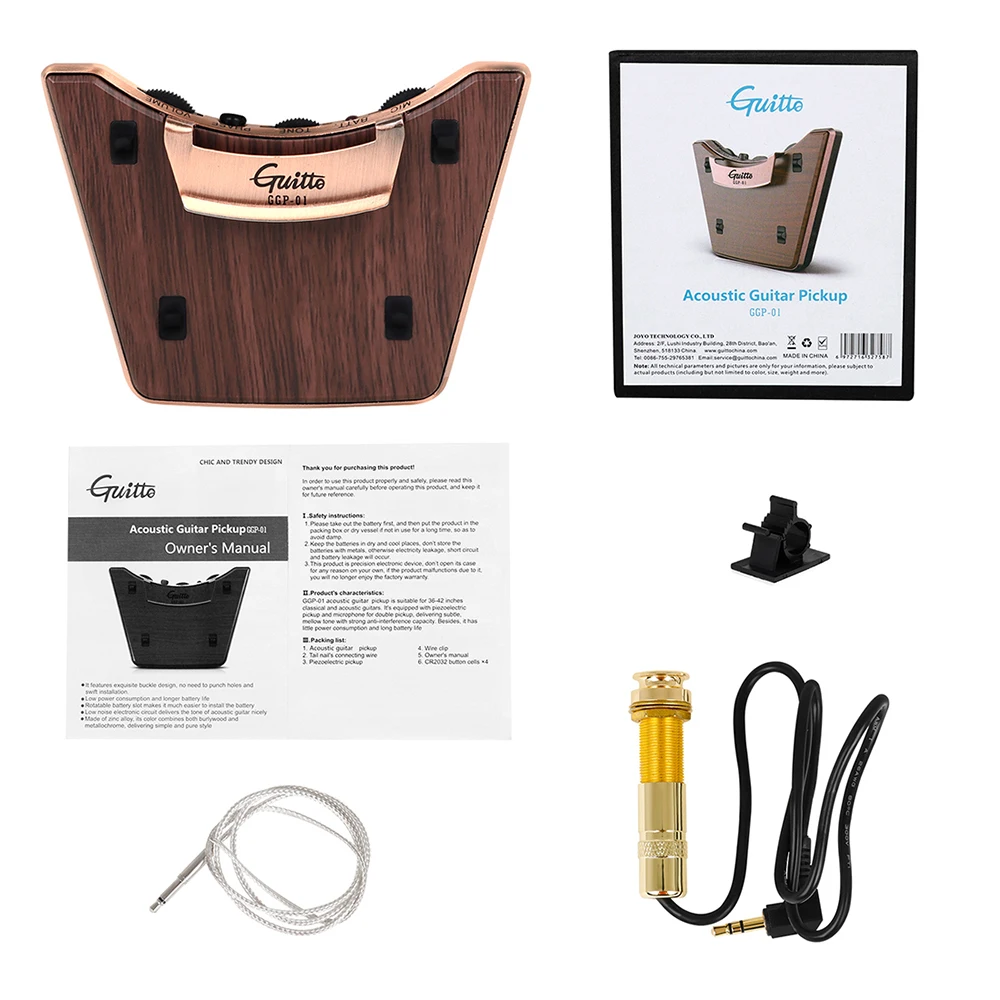 Classical Acoustic Guitar Pickup Open-Hole Free Resonant Punchboard Guitar External Dual Pickups Guitar Parts & Accessories