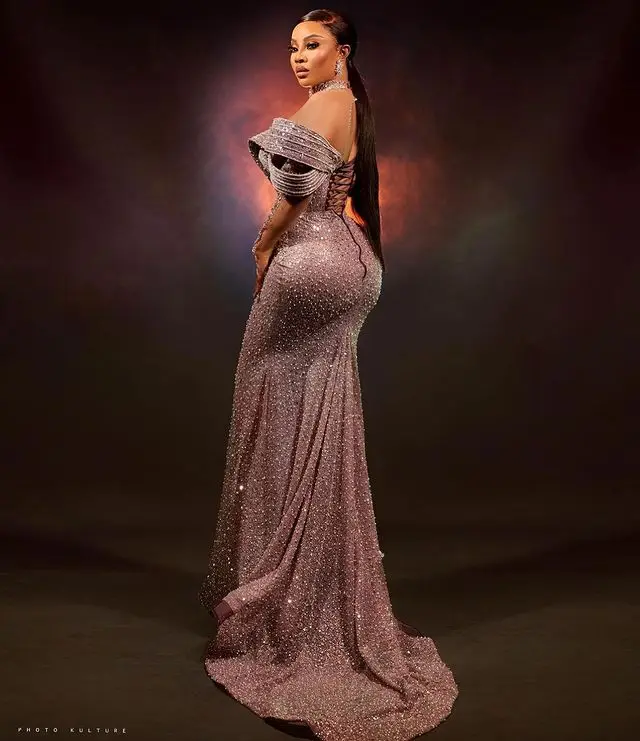 Luxury Silver Crystals Beaded Prom Dresses African Mermaid Formal Evening Gowns 2024 Aso Ebi Wedding Party Dress Event Gala Gown