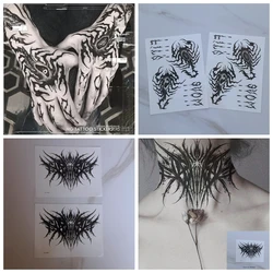 Tatuaje temporal de espalda de escorpión, pegatina de cuello de espina oscura, tatuaje falso, arte gótico, tótem, impermeable, duradero