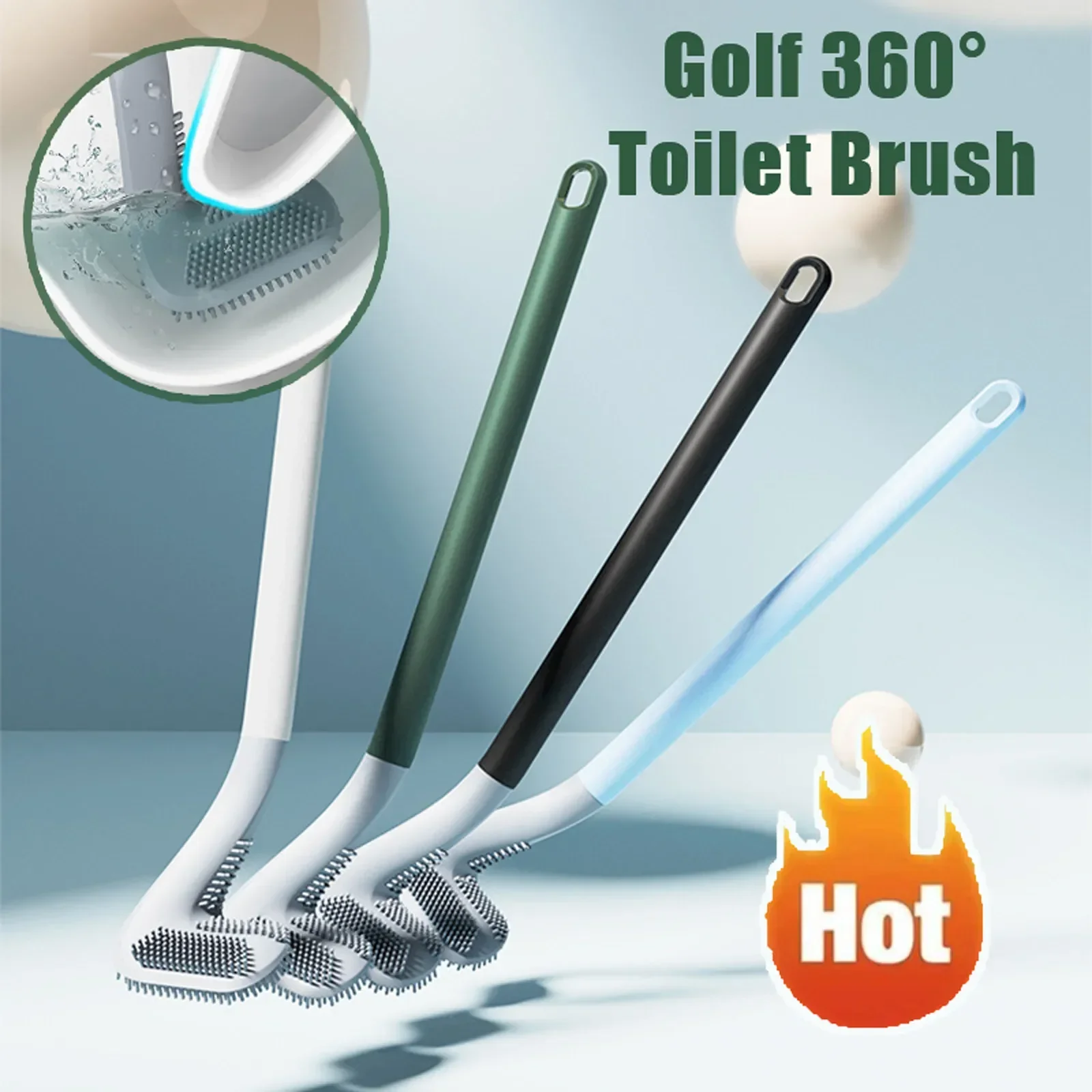 Golf Brush Head Toilet Brush No Dead Corners Household Toilet Long Handle Squatting Toilet Cleaning Brush Bathroom Tool