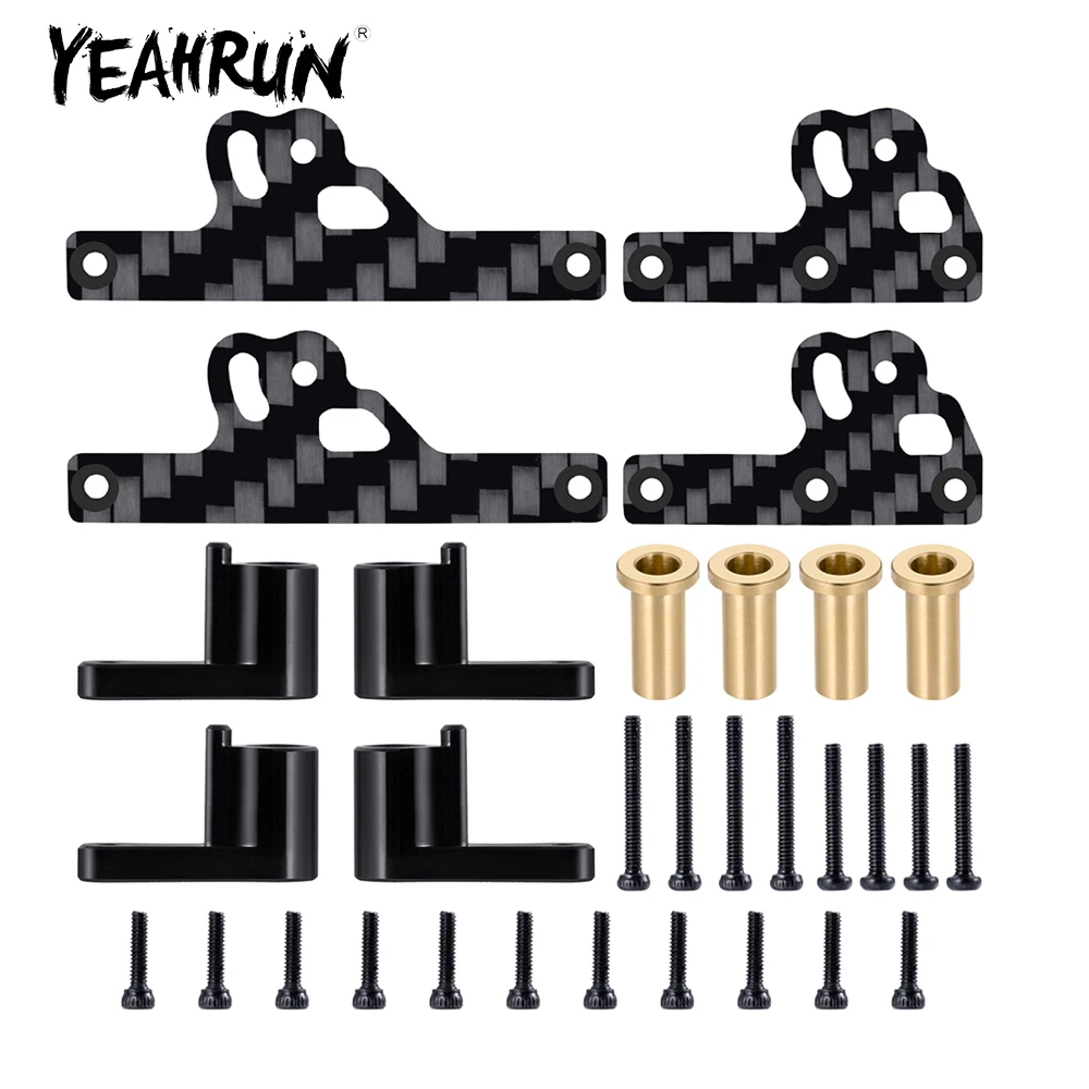 Yeahrun-カーボンファイバーとアルミニウムのサスペンションショックマウントキット,アキシャルscx24,デッドボルトc10,ラングラーグラディエーター,ブロンコ1:24 rcカー