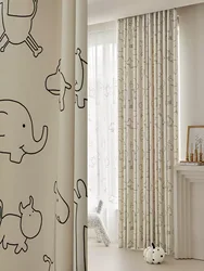 Cartoon Zoo Beige Blackout Curtains For Kids Room ,Cute Kids Curtains For Bedroom Boy Girl,Baby Curtains For Bedroom Black Out