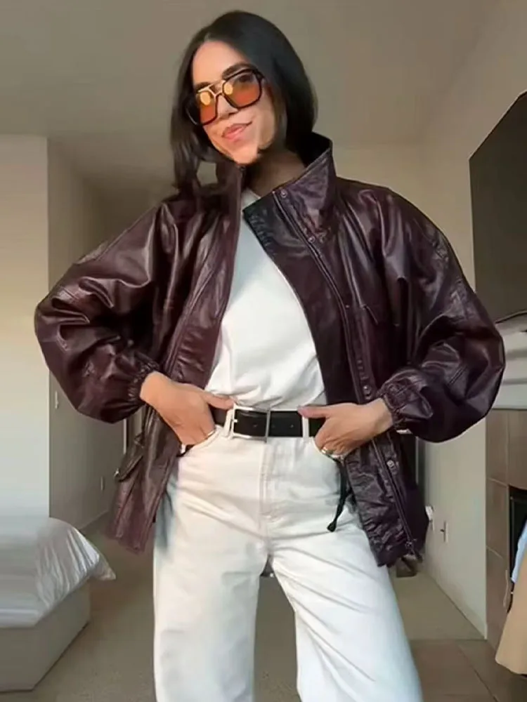 HH أنثى موضة معطف قصير غير رسمي المرأة الوقوف طوق جيب الديكور طويلة الأكمام شيك معاطف أزرار سستة الشارع سترة #5