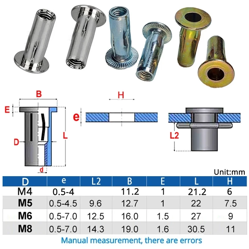 M4 M5 M6 M8 304 Stainless Steel Petal Rivets Nut  Pull Rivet Bolt Cap Slotted Color Zinc Plating Car License Plate Fixed Screw