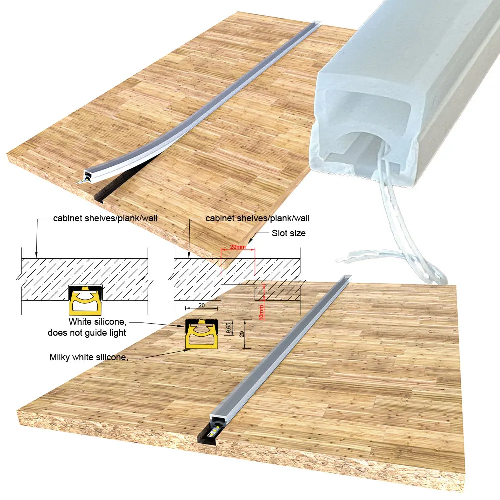 20x20mm 1-5M Elastyczny profil LED Silikonowa rurka neonowa do podświetlanych liter, logo i ścian kulturowych