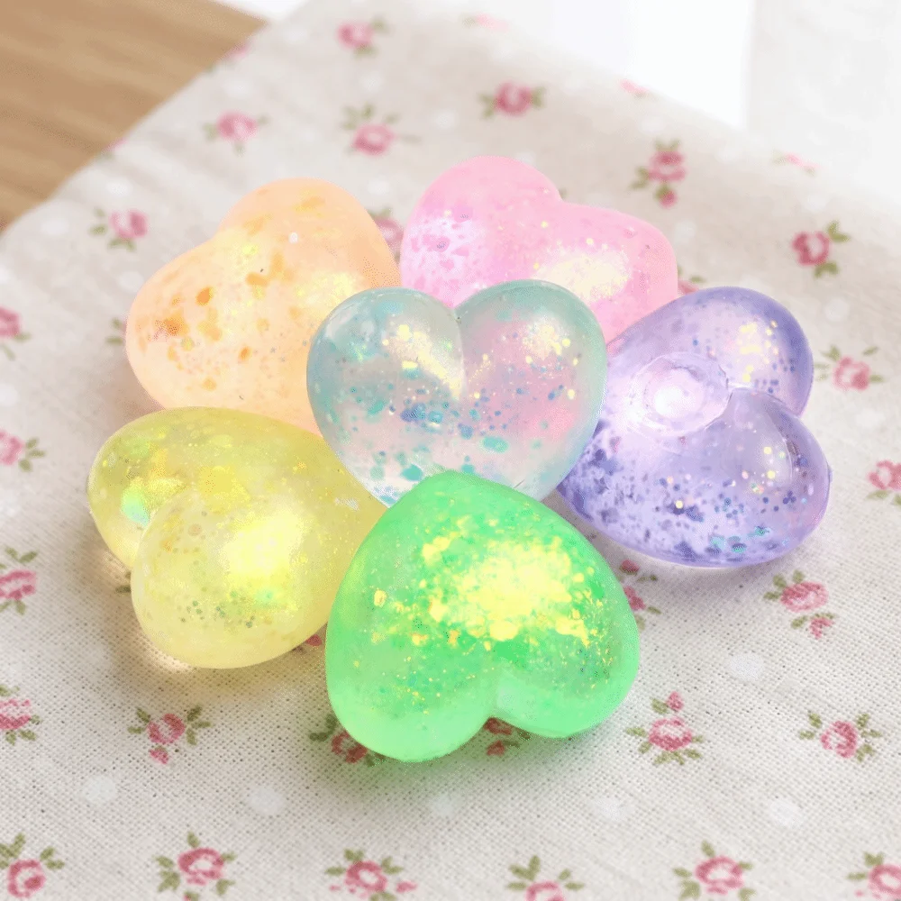 Fashion Changing Color Heart Squeeze Sequins Love Kneading Kneading Aurora Glitter Slow Rising Fidget Science Education