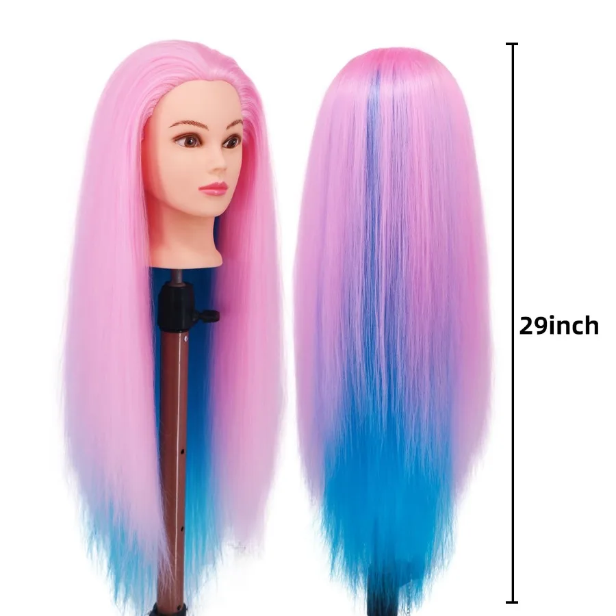 رأس عارضة أزياء مقاس 29 بوصة مع شعر للتدريب على التجميل: أداة ممارسة تصفيف الشعر الواقعية مع مجموعة حامل المشبك مثالية لـ Ha