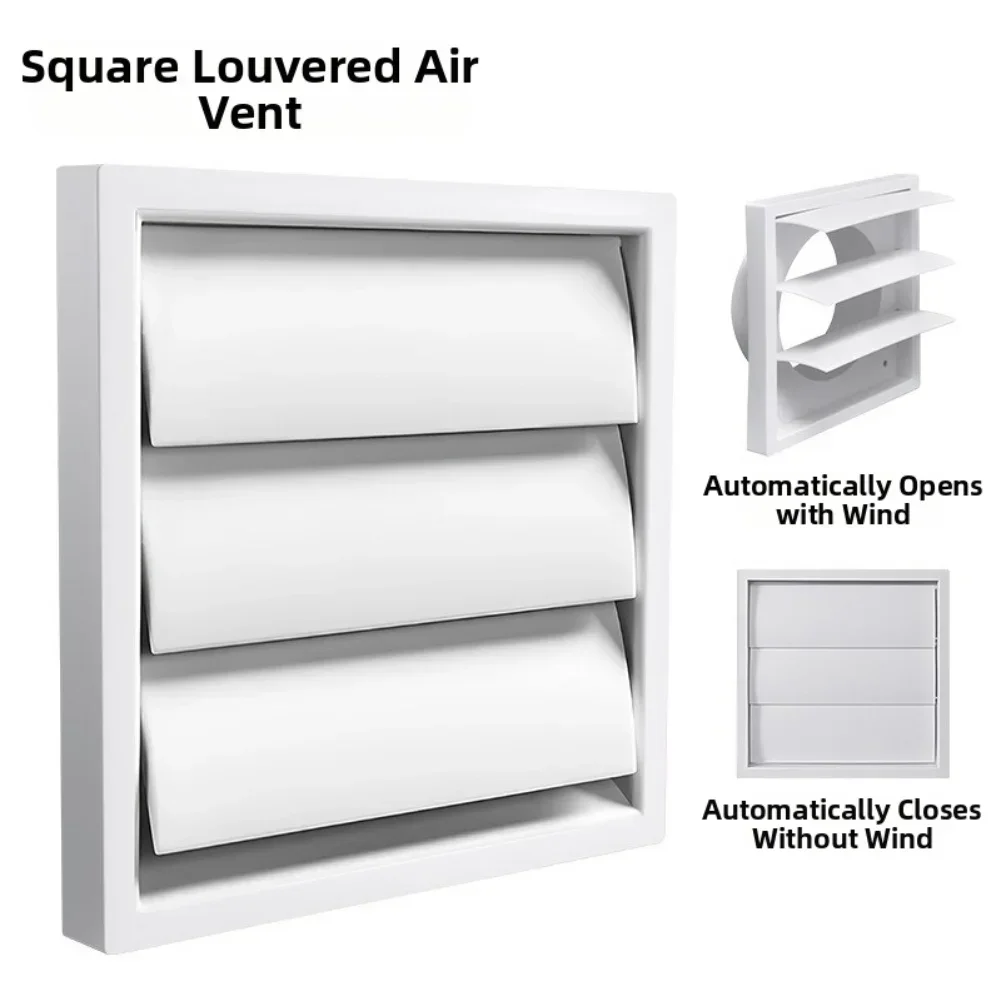 100mm/125mm Long-lasting Vent Cover With Adjustable Louvers Square Windproof Cap For Dryer Exhaust Weather Protection Grille