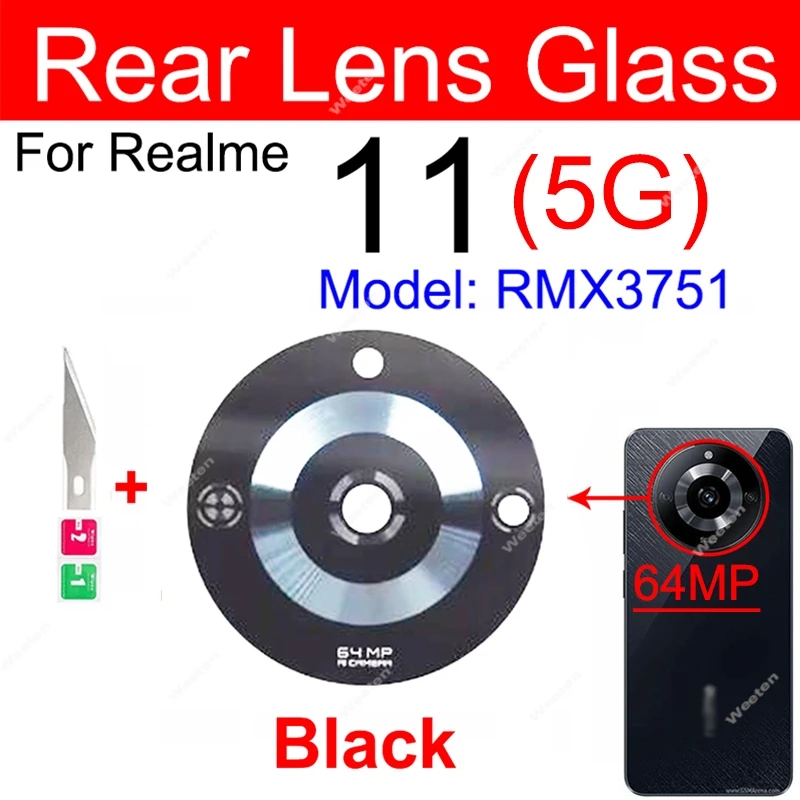 For Realme 11 Pro 11Pro+ Plus 5G Rear Camera Glass Lens Back Main Camera Glass Lens with Sticker Replacement