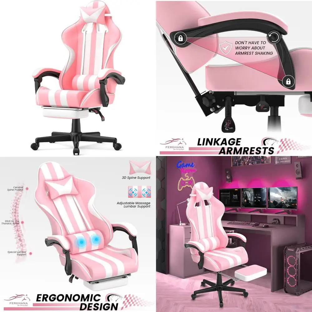 Ergonomic Massage Gaming Chair with Footrest - Ideal PC Gaming Seat for Adults, Perfect Christmas and Xmas Gift
