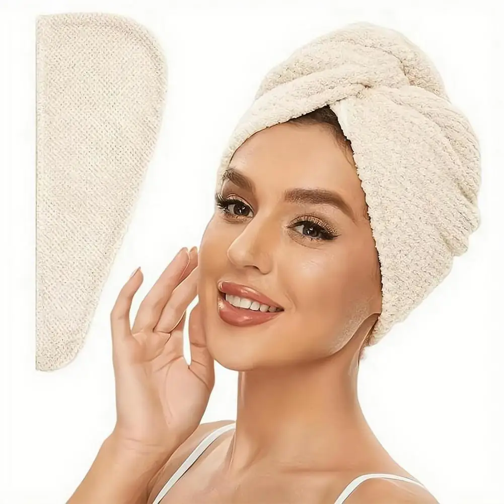 Mikrofaser-Haartuch für Frauen, Haartrockentuch mit Knopf, Haarturban, schnelltrocknend, Anti-Frizz, saugfähiges Kopftuch – Detail 5
