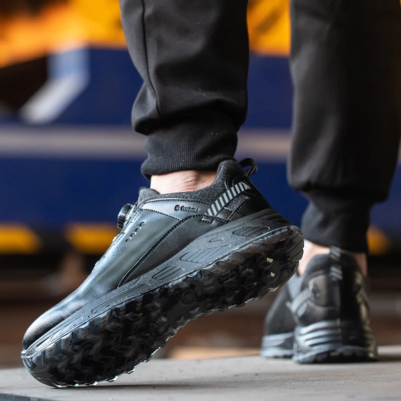 Steel Toe Anti-drop Anti-puncture Indestructible Sneaker Puncture-Proof Sneakers Construction Work Shoes Rotating Button Boots