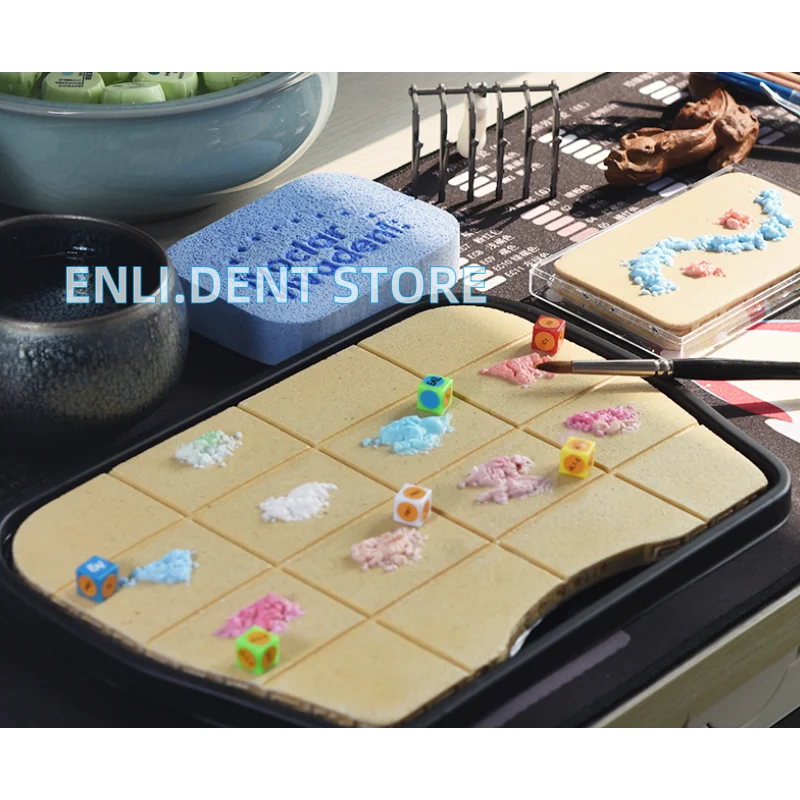 2Sizes Dental Lab Adjustable-free Moisturizing Ceramic Palette Denture Making Porcelain Tray Lab No-mix Moisturizing Palette