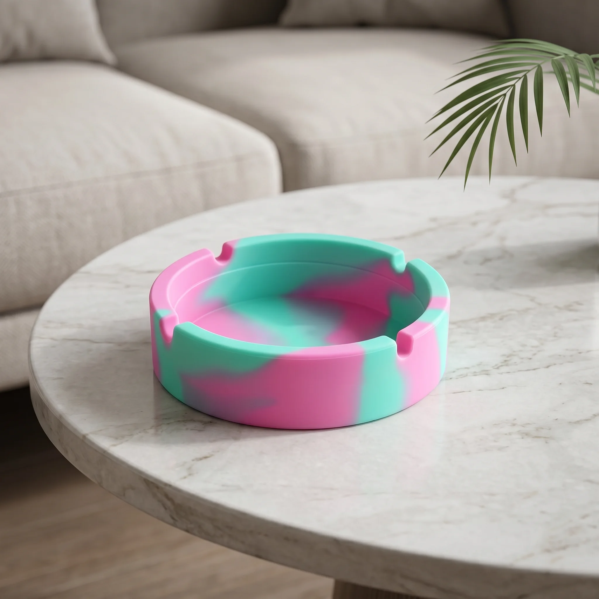 

Unbreakable Silicone Ashtray Marble Swirl Design 8.3cm Heat Resistant Non Slip Easy Clean Portable & Durabl