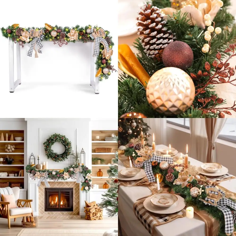 

Рождественская гирлянда на лесную тематику, длина 9 футов, 108 дюймов, праздничные украшения для праздничного сезона