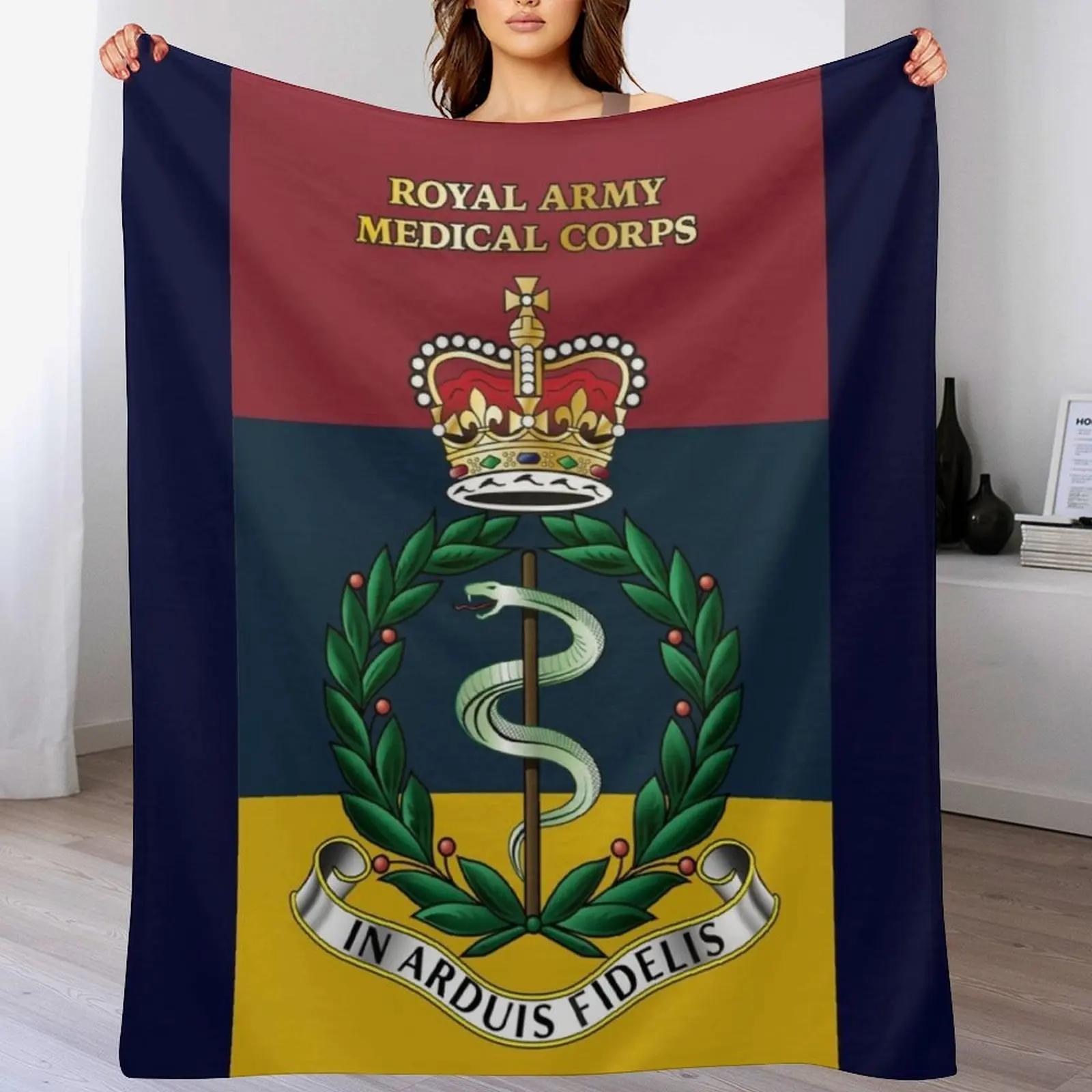 

Royal Army Medical Corps RAMC Cap Badge Insignia Throw Blanket Warm heavy to sleep bed plaid Bed Blankets