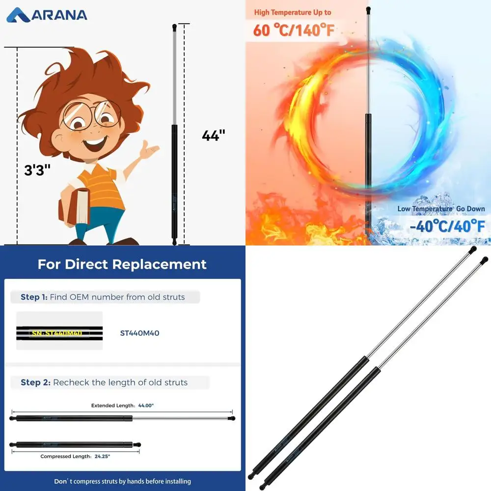 

Удлиненные газовые стойки 44 40 фунтов с шаровым гнездом диаметром 13 мм для грузовой кровати, крышки Tonneau, автофургона и других (32-44 фунта), пара