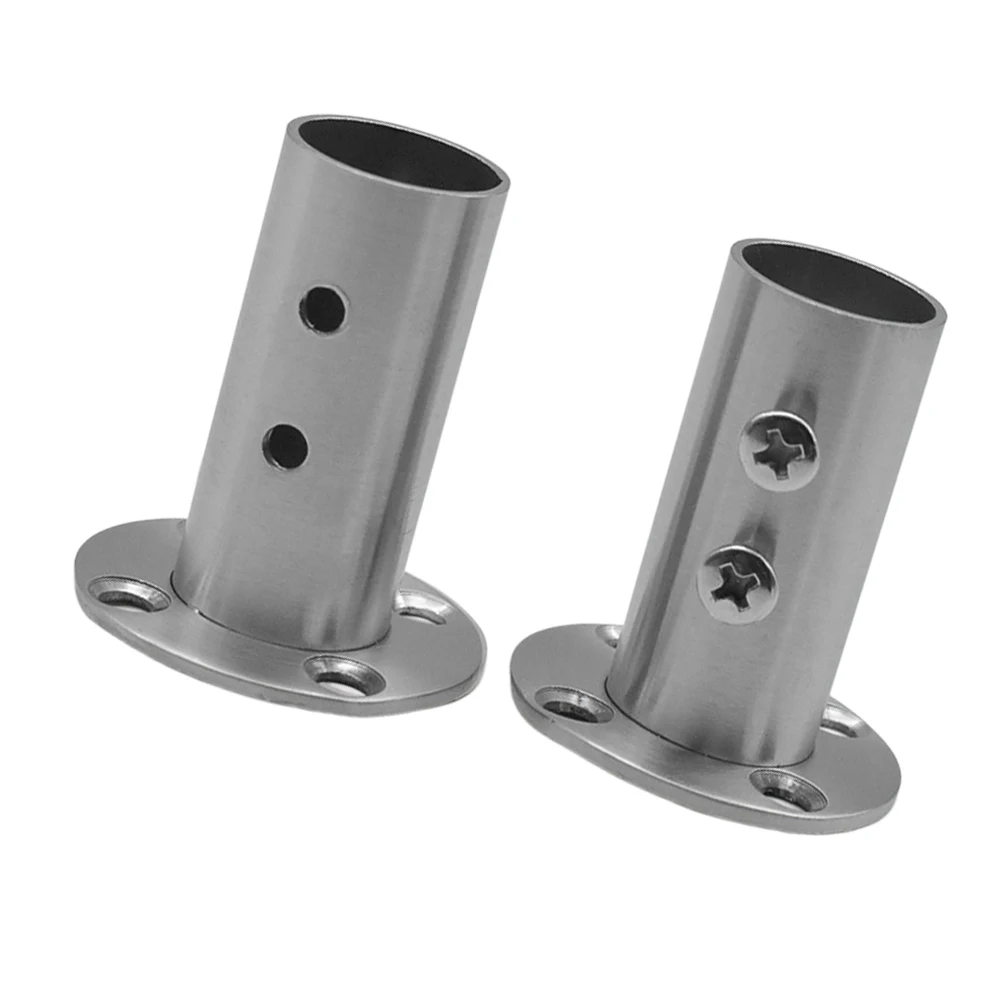 

2pcs Heavy Duty Stainless Steel Closet Pole Socket Wall Mount Brackets For Hanging Curtains Racks Oval Rod End Supports Solid