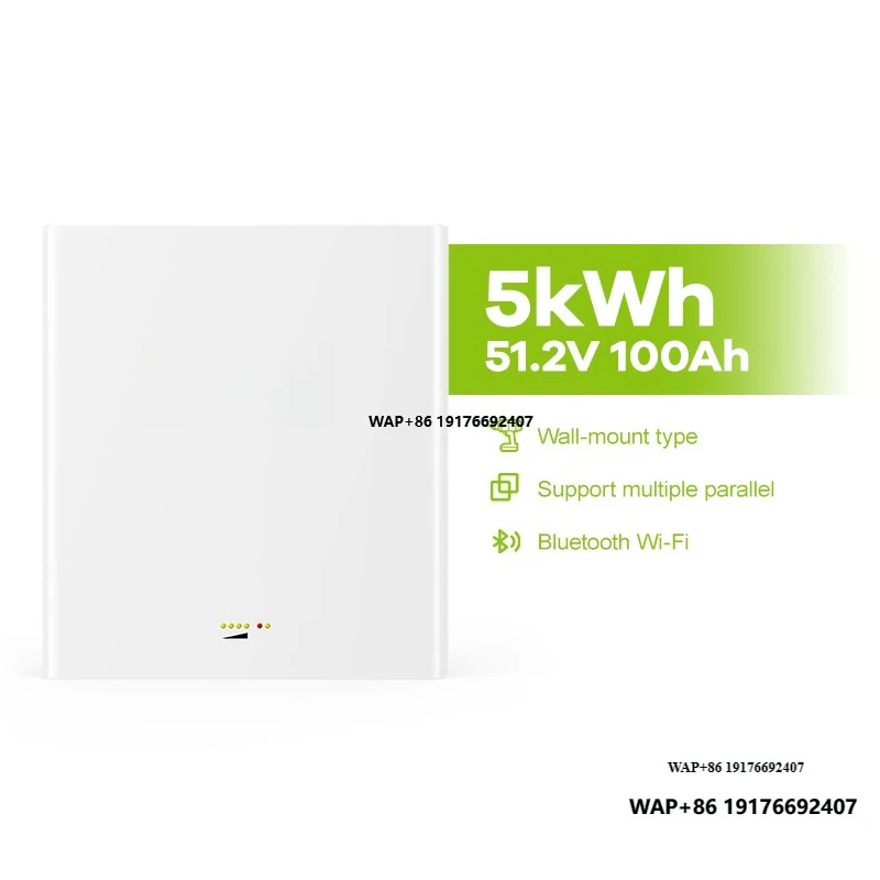 Wall Mounted 48V 51.2V 100Ah LiFePO4 Home Solar Energy Storage Wifi Bluetooth Control 5kWh Residential Lithium Battery Pack