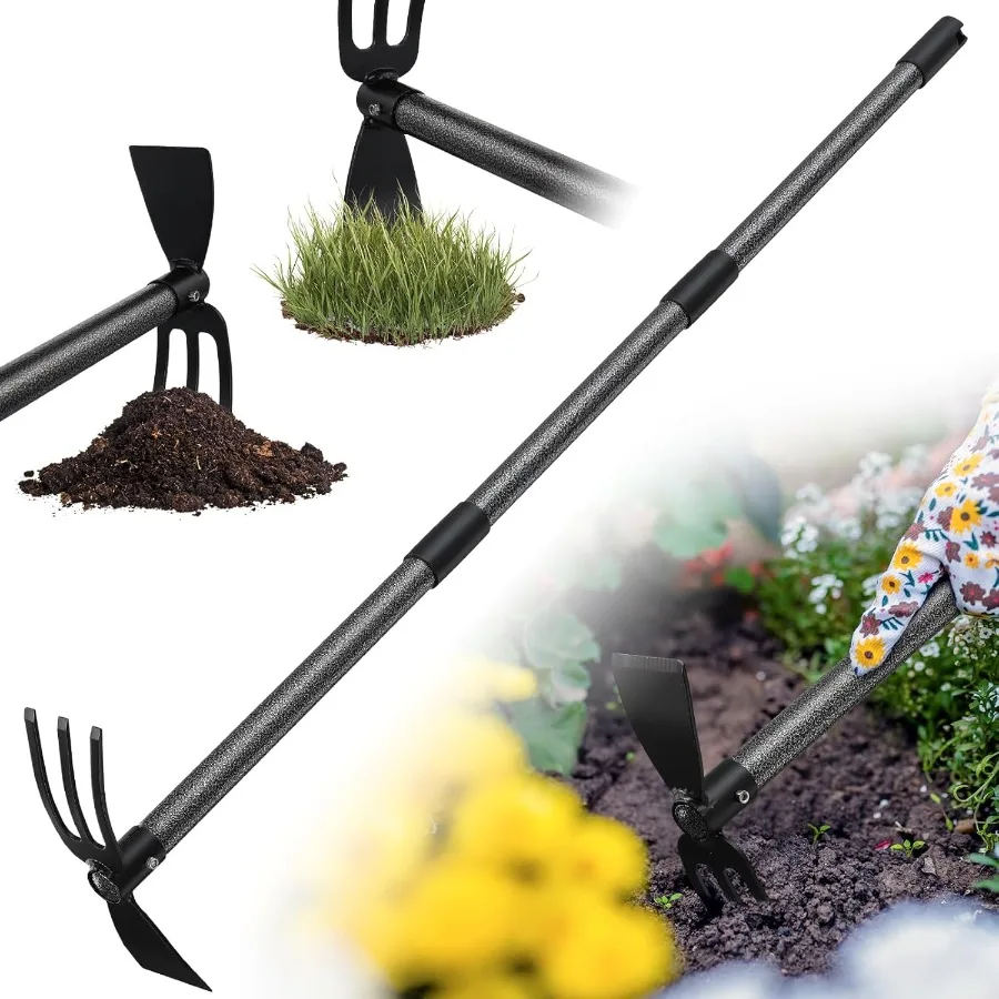 

Hoe Garden Tool Heavy Duty 2 in 1 Weed Hoes with Tiller Cultivator Rake60 Inch Garden Hoe Long Handle for Weeding Hand Weeder T