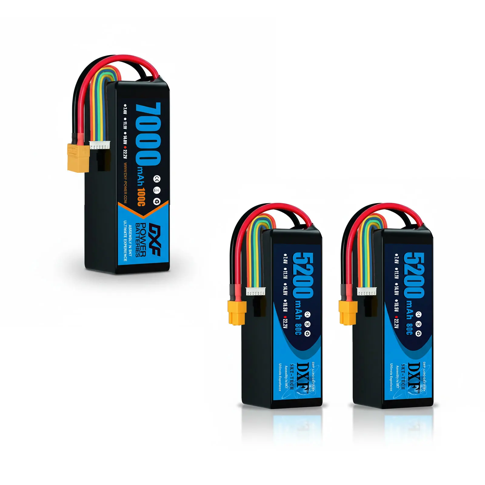 DXF 6S 7000mAh Lipo 22,2V Graphen-Akku XT60 XT90 EC5 für FPV-Drohnen, Flugzeuge, Quadcopter, Helikopter